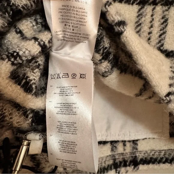 IRO Paris Bika Checked Wool-Blend Half-Zip Sweater Plaid NWT Size 38 - Picture 11 of 16